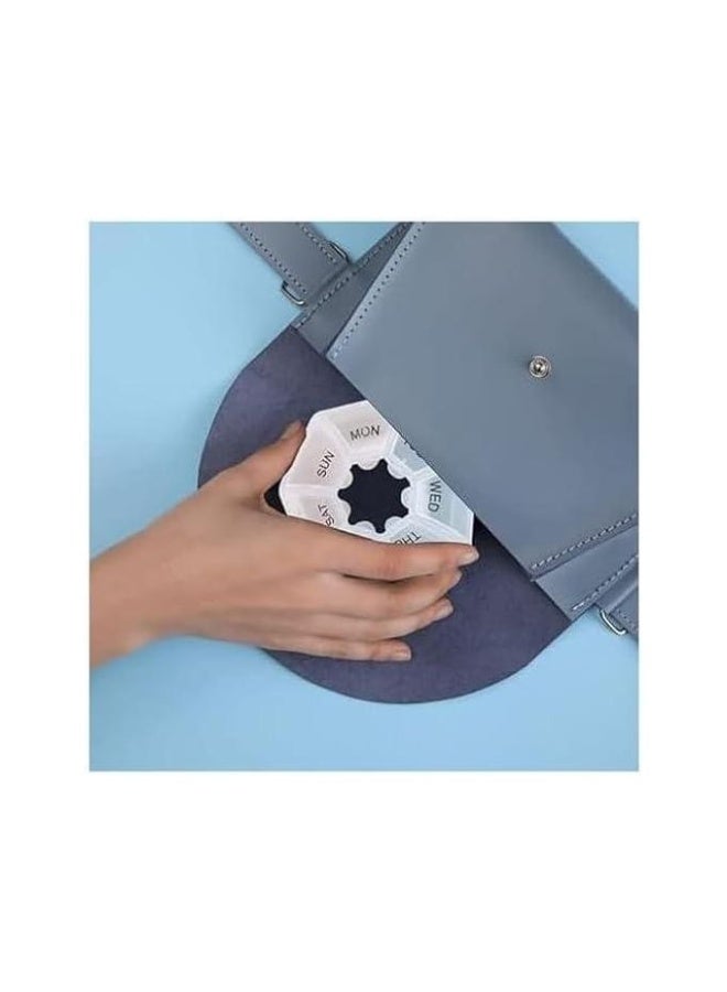 منظم حبوب أسبوعي بسبعة أقسام للفيتامينات والمكملات الغذائية اليومية، تصميم صغير الحجم مناسب للسفر، سهل الحمل والتنظيم أثناء التنقل - Image 5